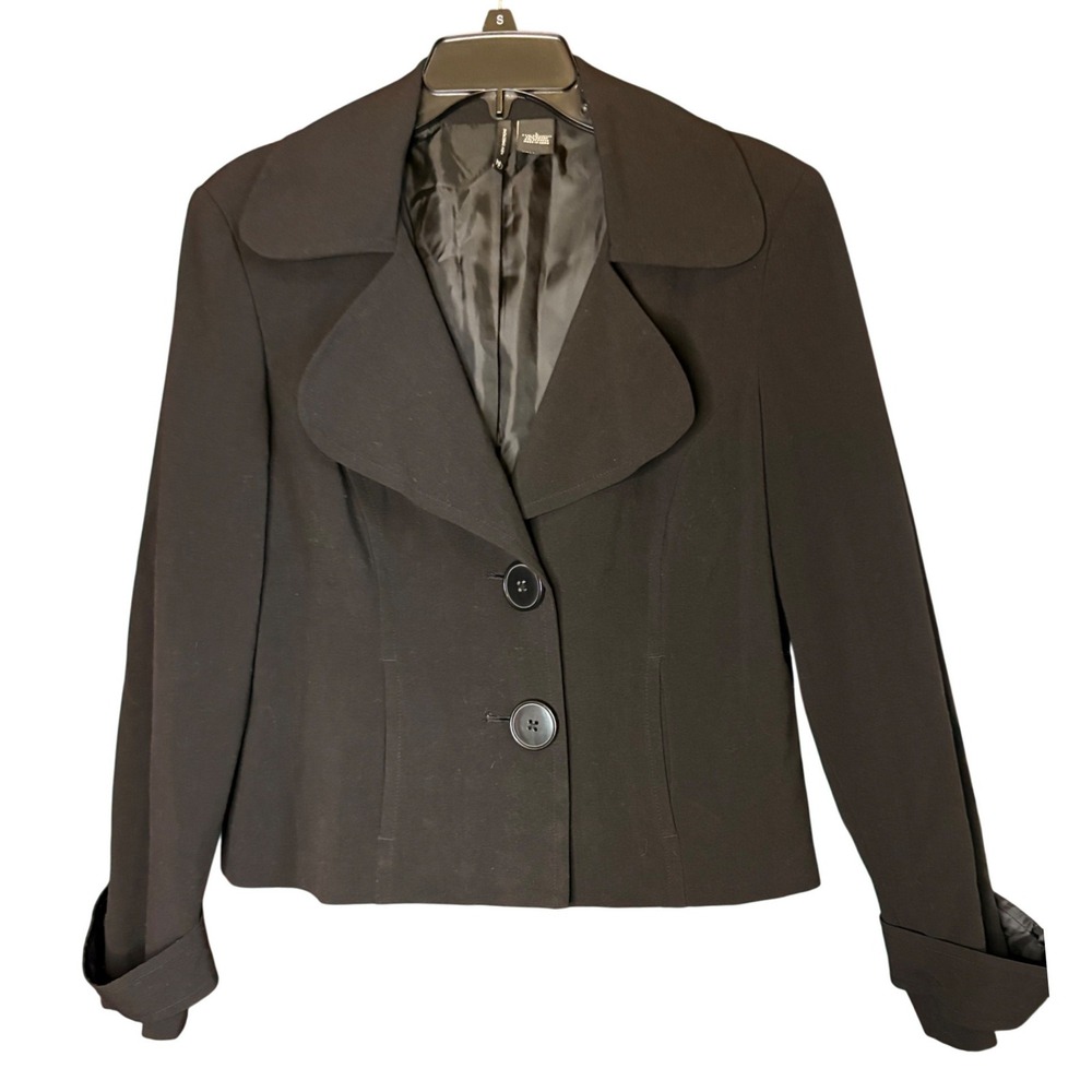New‎ Directions Womens Black Two Button Wide Lapel Blazer Jacket Size L